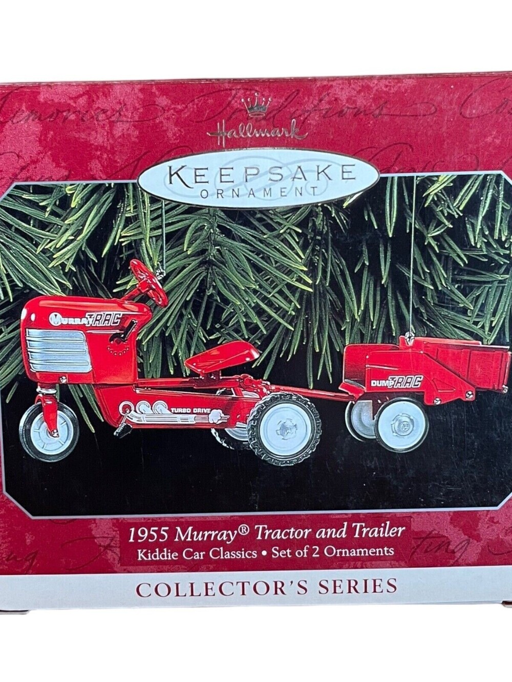 Murray Tractor And Trailer 1998 Hallmark Keepsake Ornament 1955 Kiddie Car Set